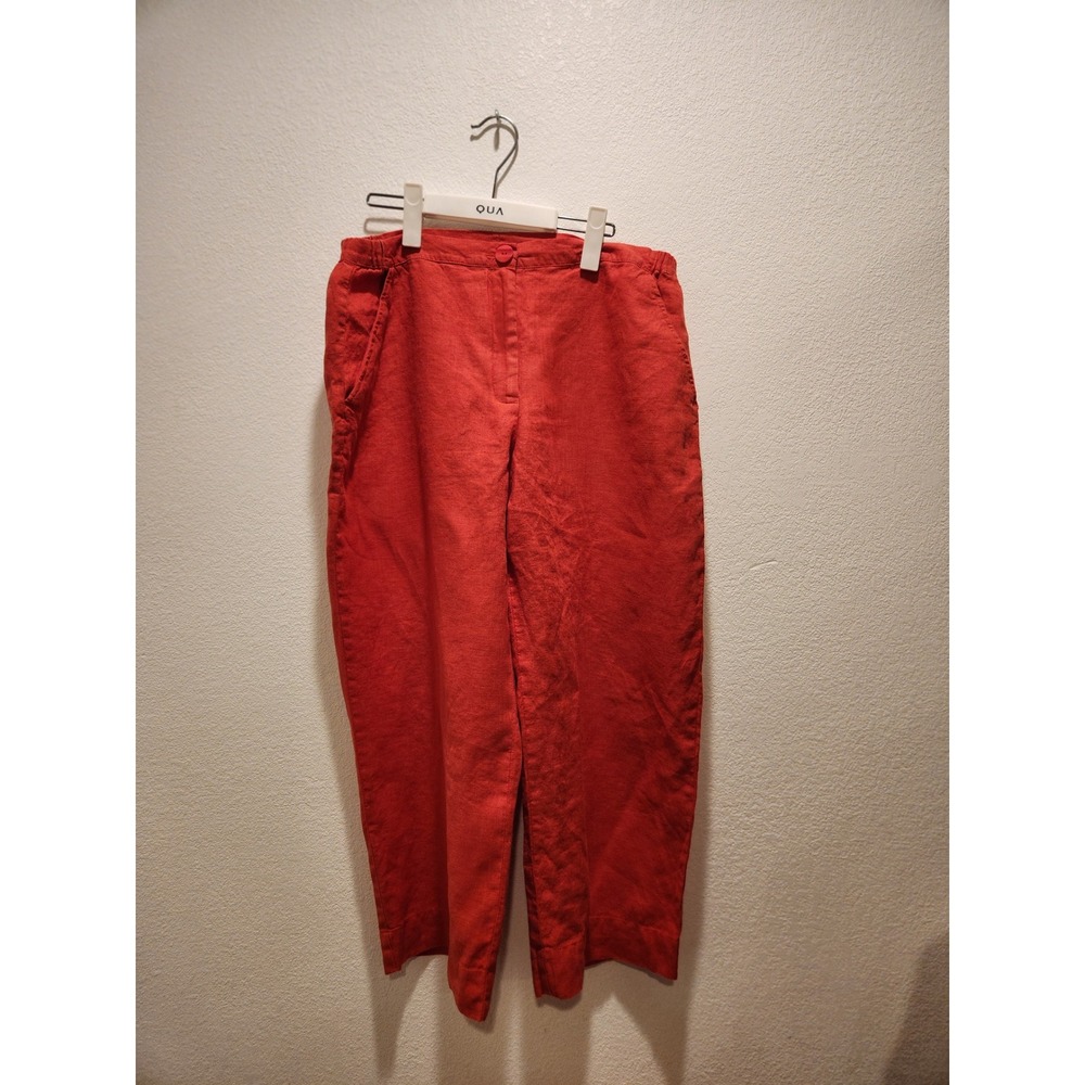NWOT FLAX Red‎ Linen Straight Leg Pants Size S Made in Lithuania Minimalist